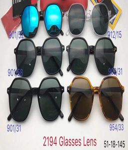 2194 Новые высококачественные солнцезащитные очки Мужские дизайнер Джона Блэк Очетка для модных квадратных темно -серых стеклянных очков 51 мм4682022