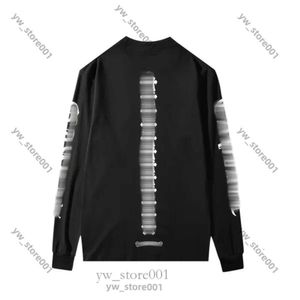 Klasyka projektant Chrome Bluza Męskie koszulki Marka Long Rleeves Wysokiej jakości topy TEES Casual Loose Street Chrome Sanskrit Cross Print Crew 1473