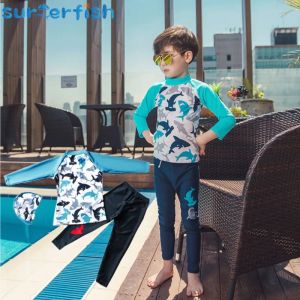 Stroje kąpielowe 2pc chłopcy rekin Swimsuit Trzej dzieć