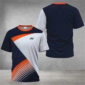 ts Fashionable boutique sports and leisure T-shirts badminton sports and running tricolor patterns 3D printed sports short sleeves J240506