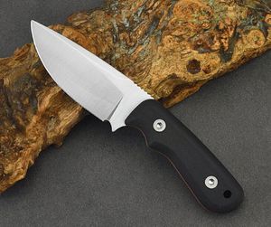 High Quality A1229 Small Survival Straight Knife D2 Satin Drop Point Blade Full Tang G10 Handle Outdoor Camping Fishing Fixed Blade Knives