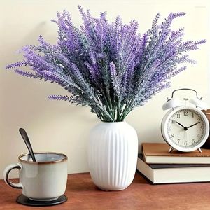 Dekorative Blumen 6 Bündel künstlicher Lavendel für Blumensträuße gefälschte Wildstämme Hochzeit Faux Tisch Mittelstücke Türkränze