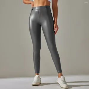 Pantaloni da donna in pelle per donne aderente con leggings da donna con tasca yoga e inverno.