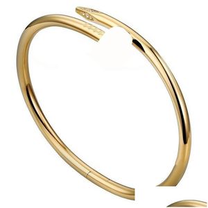 Bangle Love Bracelet Gold Bangles de designer de unhas para mulheres mensura de aço inoxidável BRMANDA BRMAND18K PLATED SIER