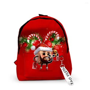 Backpack Trendy Christmas Notebook Backpacks Boys/Girls Pupil School Bags 3D Print Keychains Oxford Waterproof Cute Small