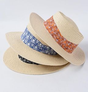 ファッション女性ワイドブリムハット夏の日焼け止め帽子リボンアウトドアバケーションビーチサンハットレディース8209985