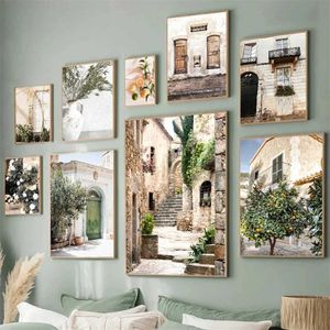 Panish italienska och priya arkitektoniska affischer canvases gröna blad inomhus växter väggkonst tryckta bilder vardagsrum dekorationer j240505