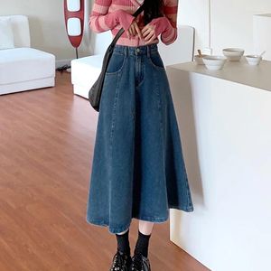 Skirts 2024 High Waist Thin Design Sense Splicing Denim Skirt Children's Clothing