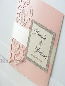 Convite de casamento de lasercut com envelope e etiqueta a laser pocketfoldfold convite de casamento convite pocketfold lace wedding convite7062488