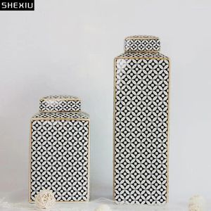 Бутылки для хранения геометрическая текстура квадратная керамическая банка с крышками