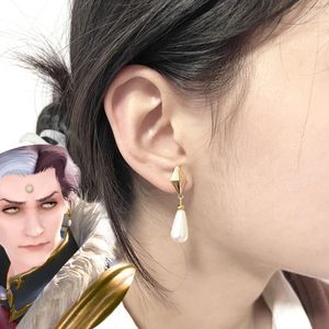 Stud Earrings Game Final Fantasy XIV Emet Selch Cosplay Unisex Piercing Eardrop Ear Studs Pearl Pendant Earwear Jewelry Accessories