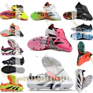 AAA Gift Bag Boots Accuracy+ Elite Tongue FG BOOTS Metal Spikes Football Cleats Mens LACELESS Soft Leather Pink Soccer Eur36-46 Size 183