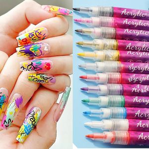 12Colors Nail Art Graffiti Pen Set Diy Graffiti Smudge Ritning Nagelmålning Pen 1*Kit Färgglada Liner Brush Drawing Pen TD126K 240430