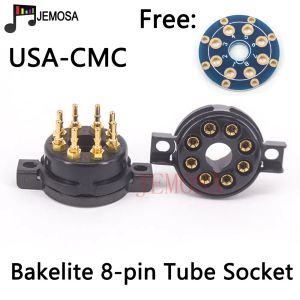 Förstärkare CMC Bakelite 8Pin Tube Socket Gold pläterat för KT88 EL34 5AR4 6L6 6CA7 6SL7 6SN7 Electron Tube HIFI Audio Vakuumrör Förstärkare