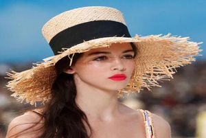 2019 Women039S Summer Słomowy kapelusz Fedoras Sombrero Mujer Panama High Top Hat Beach Vintage Cylinder Modny Brimmed Visor5640583