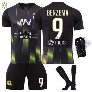 Soccer Jerseys Men's Tracksuits 2324 Saudi Jeddah United Away Jersey Size 9 Benzema Set for Adults and Children