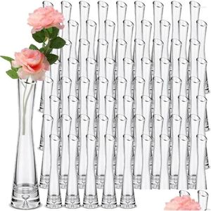 Vases Vase 72 Pcs Clear Tall Glass Bud Bk Single Stem Flower Skinny Decorative Cylinder For Centerpieces Home Drop Delivery Garden Dhs2C