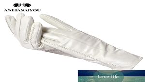 White Leather Women039s قفازات من القطن الجلدي الأصلي بطانة دافئة قفازات جلدية جلدية دافئة Winter2226 FA9052270