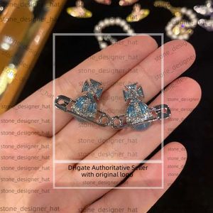 Дизайнер Vivienen Westwoods New Viviane Empress Empress Dowager Saturn Pins Серьмы эмали для женщин легкие роскошные серьги из сладкого синего оранжевого планеты High Edition 3530 7118