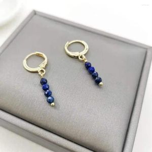 Dangle Küpeler Danity Faceted Lapis Lazuli Bar Eşsiz Basit Doğal Taşlar 14K Altın Dolu Zarif Taş Takı Kadınlar İçin