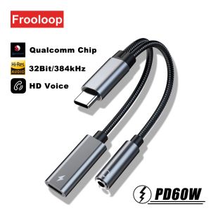 Dönüştürücüler USB C ila 3,5 mm Jack Aux Audio Earfone DAC Adaptörü Typec 3 5 Kulaklık Dönüştürücü IPad Pro Air Samsung için 60W PD Şarj