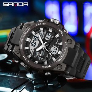 Wristwatches Waterproof Electronic Watch Digital SANDA 3311 Male Student Youth Fashion Trend Military Multifunctional Nightlight