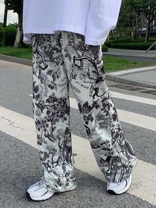 بارد صيف جرافيتي سراويل harajuku فضفاضة اليابان بارد الخريف بنطلون أزياء مضحكة مستقيمة الهيب هوب القوطية القوطية السراويل الصيفية للسيدات 240426