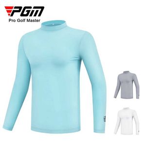 Herren-T-Shirts PGM Mens Sun Protection Hemd Unterwäsche Langes Slve Kühlung Ice Seiden T-Shirts Anti-UV-Weichkleidung für Männer YF202 Y240506