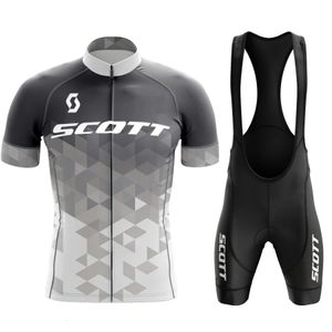 SCOTT Cycling Jersey Set Men Clothing Road Bike Shirts Suit Bicycle Bib Shorts MTB Ropa Ciclismo Maillot 240506