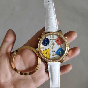 Designer Luxo Automático Mechanical Watch Jkco Leopardo Tcheca Full Sky Star Multi Funcional Círculo duplo não convencional Relógios de ouro do cinto de hiphop para homens