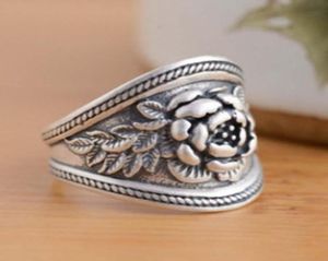 Anelli di nozze Anello di Flower Lady Vintage Peony For Women Fashion Ultimo stile Silver Color Party Classic Jewelry Gifts6590711