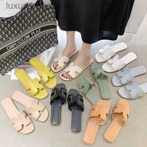 Fashion Original h Designer Slippers Spring Summer Leisure Fashion Temperament Womens Simple Comfortable Flat Bottom Lazy Slippers with 1:1 Brand Logo