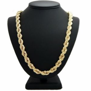 Hip Hop Rope Chain Necklace 14K Guldpläterad 10mm 24 tum 2478