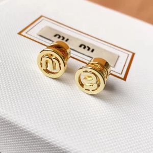 18K Gold M Brand Letters Brincos para mulheres Vintage Luxury Round Circle Double Side Wear Earring Chinese Earings Ear anéis Engagem D93V#