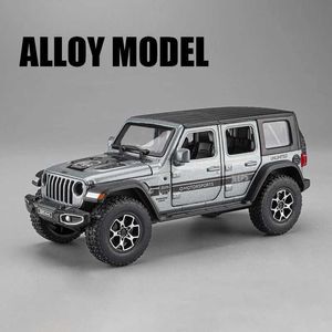 Modelo Diecast Cars 1 32 Jeep Wrangler Sahara Off-Road Ligoy Model Car Toy Toy Die Cast Metal Casting Sound e Light Car Toyl2405