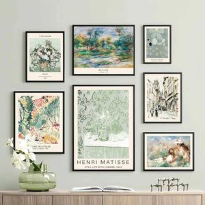 Allpapers Matisse Coral Wall Art Malowanie na płótnie Abstrakcyjne nadruki plakat kwiatowy jasnozielony van gogh róża salon wystrój J240505