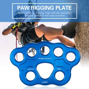 Tools Lixida 8 / 15 Holes Outdoor Paw Rigging Plate 45KN Rescue Rock Climbing Mountaineering Anchor Point Connector Gear Rigging Plate