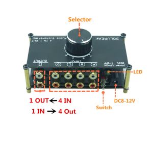 Amplifier Solupeak AS1 Audio Signal Switcher 4 Input 1 Out eller 1 i 4 Out Hifi Stereo RCA Switch Splitter Selector Box för förstärkare