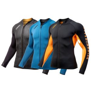 Ternos de neoprene de 2 mm Jaqueta de traje de mergulho de mergulho masculino, com capuz masculino, traje de mergulho no traje de mergulho à prova de vento Surf Surfing Motor Boat Jacket