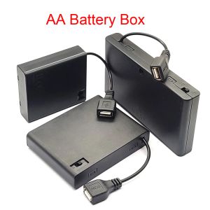 Tillbehör 2/3/4/6/8 Slot AA Battery Holder AA Battery Box AA Battery Case med lock med Switch med USB Power Port DIY