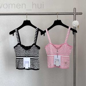 Women's T-Shirt designer Shenzhen Nanyou Huo~24 Spring/Summer New Product Small Fragrant Wind Pink Stripe Suspended Tank Top for Women 473P