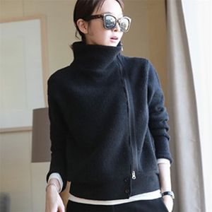 2019 Women Cardigan Double Thicking Loose Turtleneck Female Ladies 'Solid Cashmere Sweater Knitting Cardigans Y200722 273R