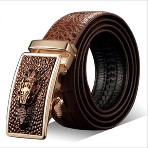 Nytt mode Nytt automatiskt bälte Buckle Belt J Säljer herrläderkrokodil Male Belt Size 110-125mm 273G