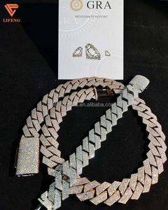 18mm 20mm fina smycken anpassade mode silver S925 Iced ut VVS Moissanite Diamond Miami Cuban Link Chain Mens Halsband