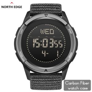 Watches NORTH EDGE ALPS Men's Carbon fiber Digital Watch Shock Militray Sports Super Light Outdoor Compass Waterproof 50M Wristwatches