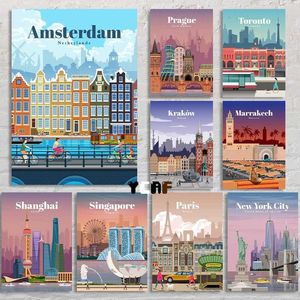rs International Metropolitan Tourism Poster Canvas Prints Abstract City Traveling Wall Art Decor Hotel Room Ravel Wall Decoration J240505