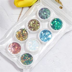 Flocos iridescentes de glitter de unhas Golas douradas de pigmentos cromados pó pó lantejous de decoração de arte manicures