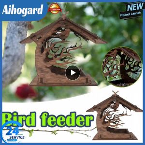 Ninhos de madeira ninho de pássaros de madeira ninho de ninho de ninho de ninho de madeira alimentador de madeira pássaro arredora ao ar livre caixa de gaiola de pássaro para bluebird