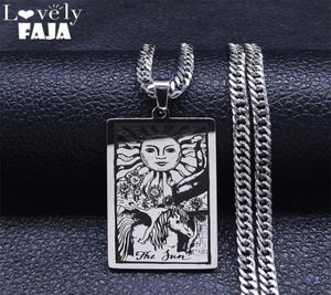 Pendant Necklaces Tarot THE SUN Stainless Steel Wicca Necklace Chain Women Sliver Color Statement Jewelry Collares Para Mujer NXH31212664