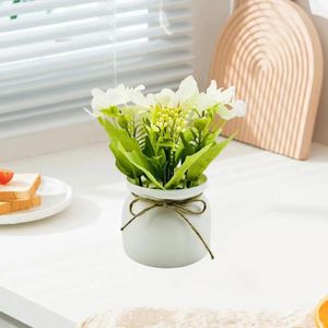 Flores decorativas Quarto Planta artificial elegante em vasos para decoração de escritório em casa